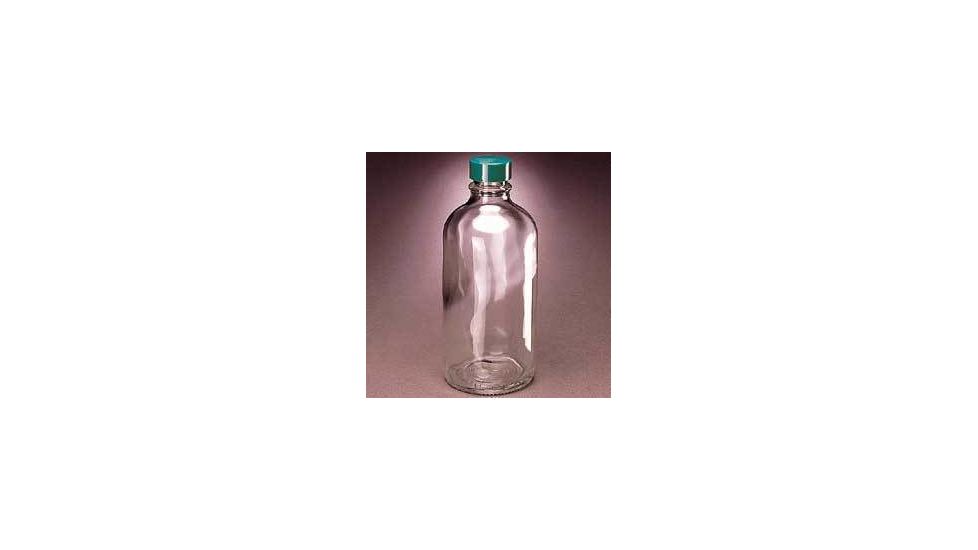 Qorpak Boston Round Bottles, Narrow Mouth, Qorpak 7909 With Fluoropolymer Resin-Lined Green Thermoset Cap