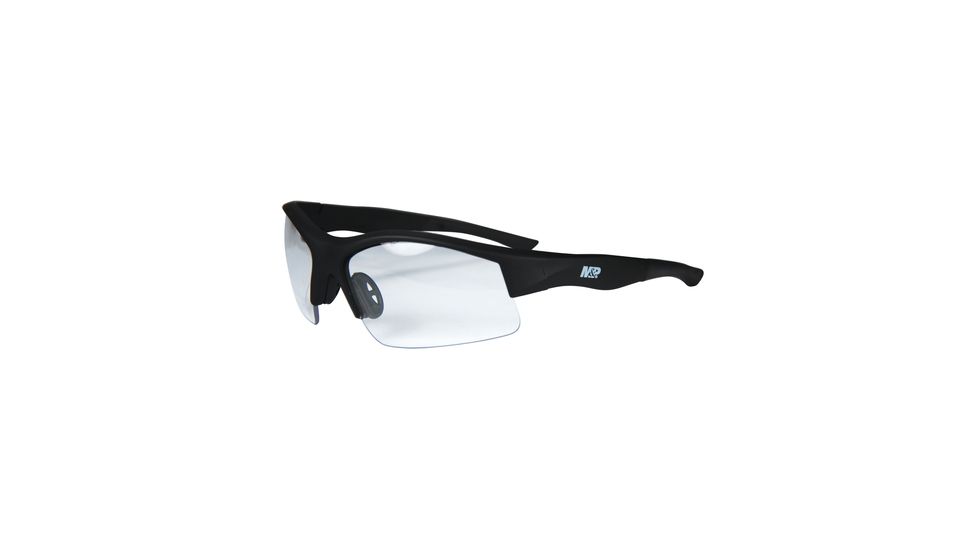 Radians M&amp;P MP104 Shooting Glasses Clear Lens Black Half Frame Rubberized With Zippered Case