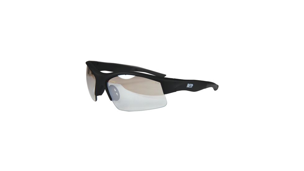 Radians M&amp;P MP104 Shooting Glasses Indoor-Outdoor Lens Black Half Frame Rubberized With Zippered Case