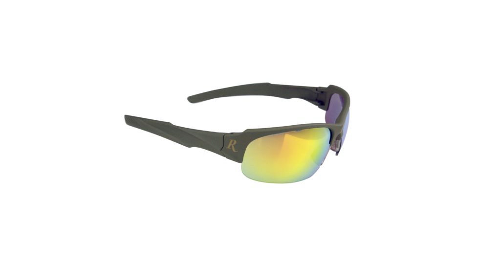 Remington T-83 Soft touch green frame safety glasses - Green/Yellow Mirror, One Size T83-Y0C