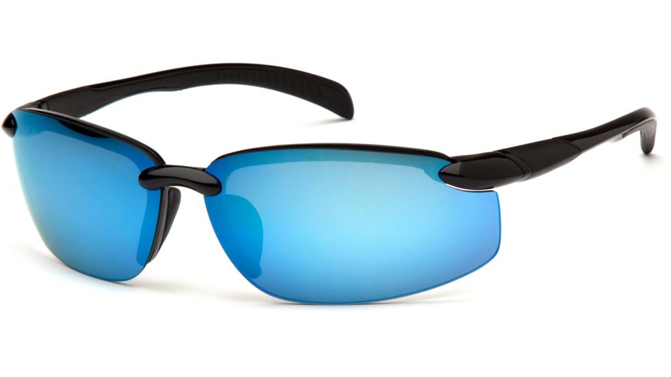 Venture Gear Waverton Safety Glasses w/Ice Blue Mirror Lens, Black, VGSB1165DB
