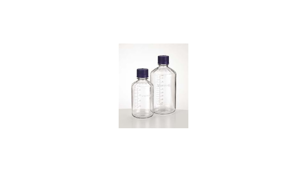 VWR Boston Round Lab/Media Bottles, Polycarbonate, Graduated WPC0500 Wide Mouth, Clear