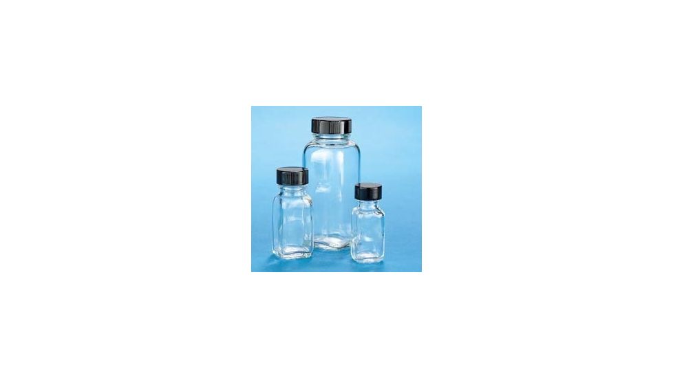 VWR French Square Bottles, Clear, Wide Mouth VW5611648V24 Convenience Packs With Caps Attached