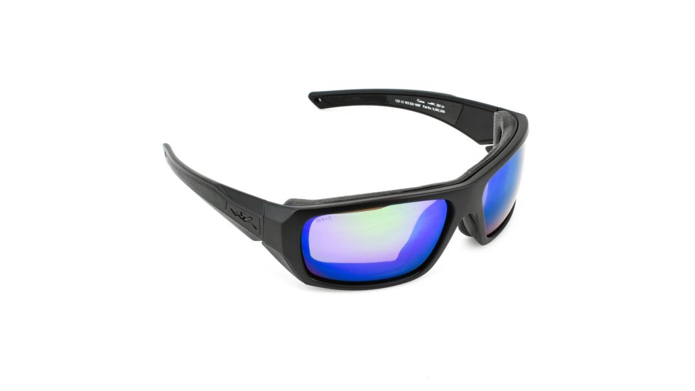 Wiley X Enzo Sunglasses, Matte Black Frame,Polarized Emerald Mirror Amber Lens CCENZ07