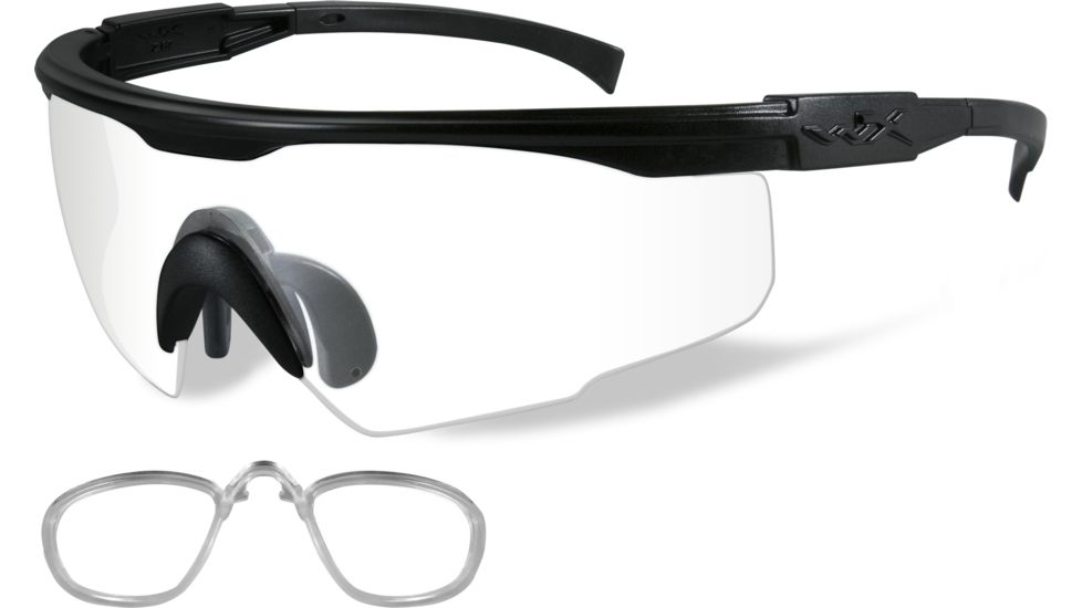 Wiley X PT-1 Sunglasses - Matte Black Frame w/ 3 Lens Package (Smoke Grey, Clear, Light Rust) w/ RX Insert PT-1SCLRX