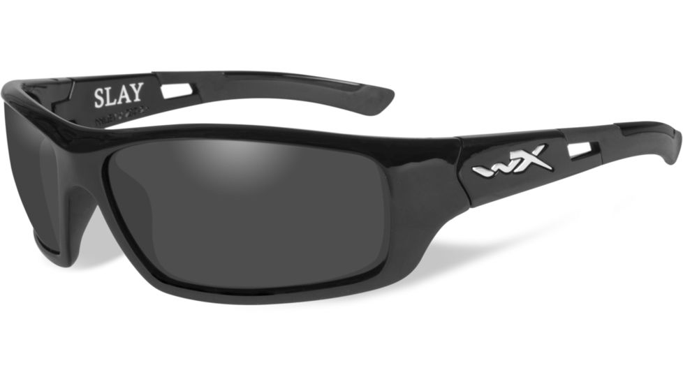 Wiley X Slay Tactical Sunglasses - Polarized Smoke Grey Lens / Gloss Black Frame ACSLA04