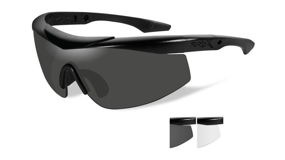 Wiley X Talon Sunglasses-Matte Black Frame-Smoke Grey-Clear Lenses CHTLN1