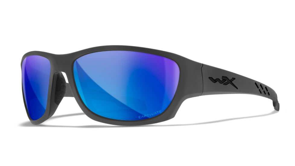 USED Wiley X WX CLIMB Sunglasses, Captivate Polarized Blue Mirror/ Matte Grey Frame, ACCLM09, EDEMO1