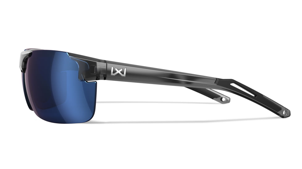 Wiley X WX Prime Sunglasses, Gloss Crystal Grey Frame, Prime Captivate Pol Blue Mirror Lens, ACPRM09