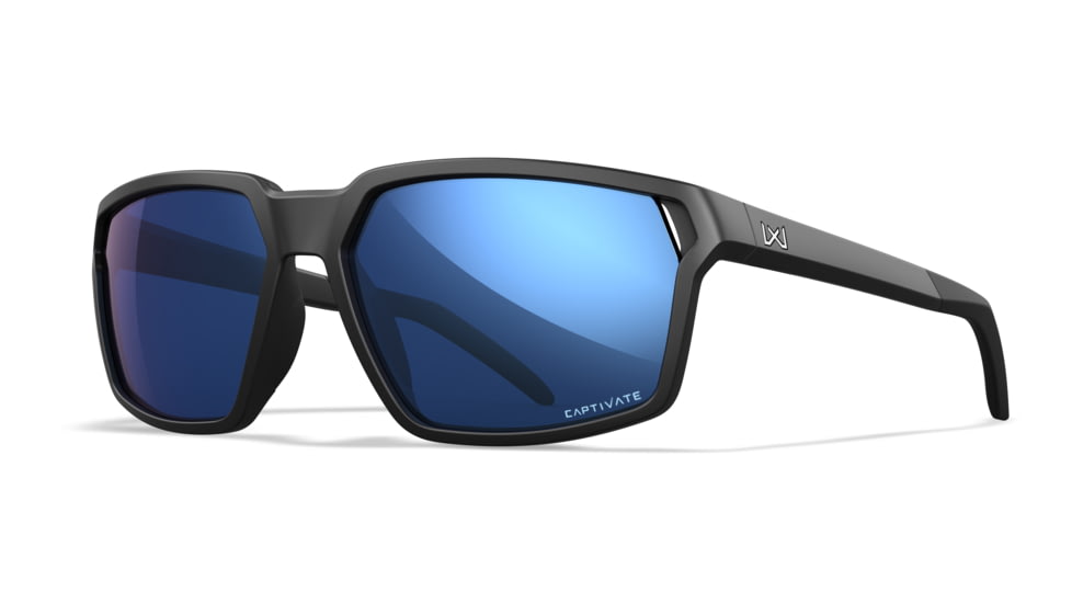 Wiley X WX Sierra Sunglasses, Matte Black Frame, Sierra Captivate Pol Blue Mirror Lens, AC6SRA09