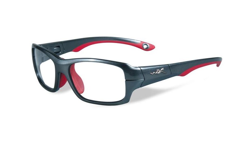 Wiley X Youth Force Fierce Sunglasses,Dark Silver/Red,Clear Lens YFFIE02