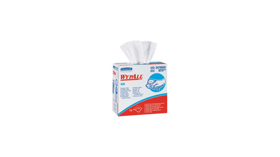 Wypall X60 Wipers, 1/4 Fold, White, 12.5in.x 13in. 34865